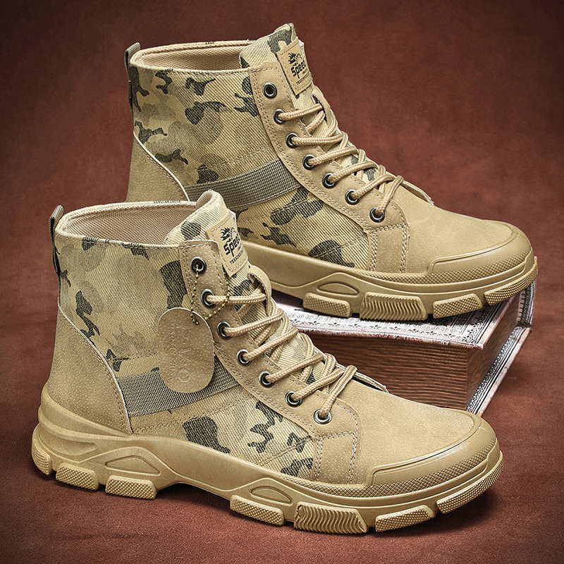 Men's Camouflage High-Top Comb - Guipure Lace Panel ulasan dan harga