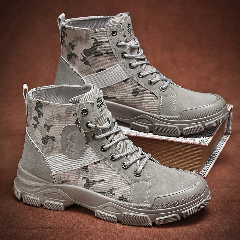 Men's Camouflage High-Top Comb - Guipure Lace Panel ulasan dan harga