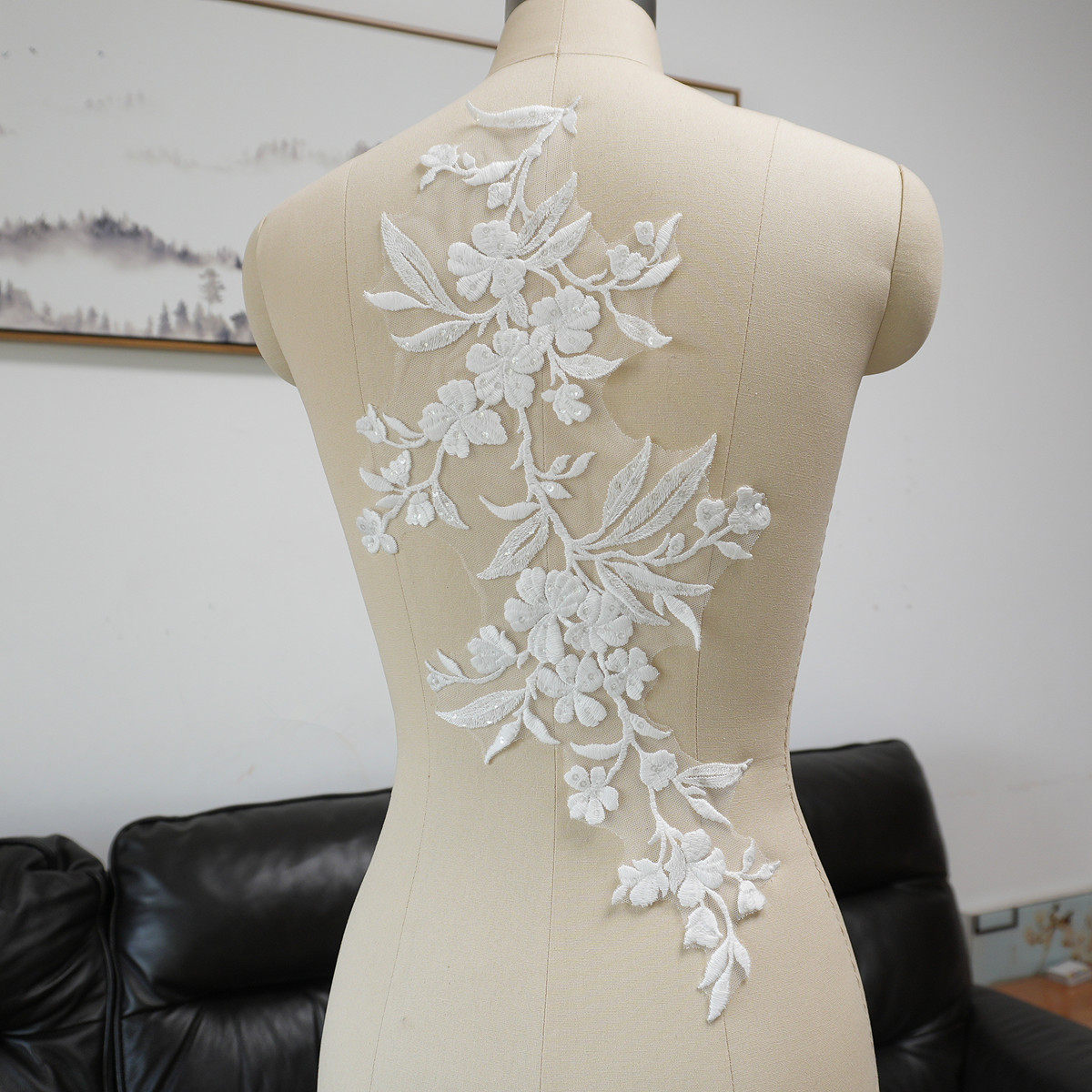 White Floral Leaf Sequins Appl - Craft Embellishments ulasan dan harga